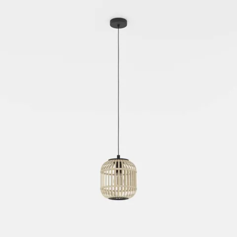 Candeeiro de teto suspenso com abajur em bambu natural BORDESLEY EGLO 43231