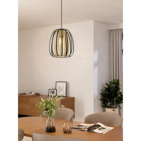 Candeeiro de teto suspenso com tiras de metal latão e preto ENCINITOS EGLO 99665
