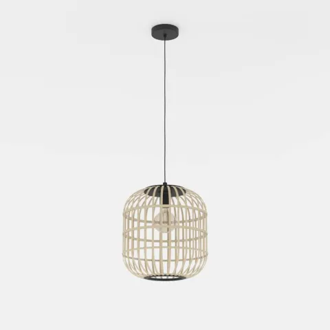 Candeeiro de teto suspenso com abajur em bambu natural BORDESLEY EGLO 43216