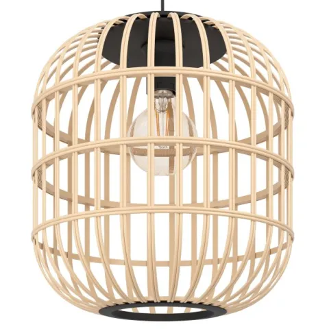 Candeeiro de teto suspenso com abajur em bambu natural BORDESLEY EGLO 43216