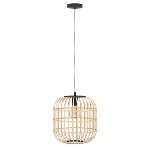 Candeeiro de teto suspenso com abajur em bambu natural BORDESLEY EGLO 43216