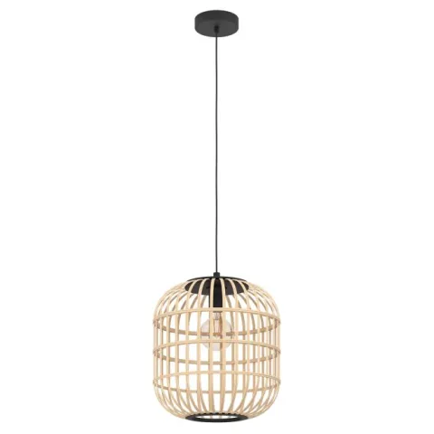 Candeeiro de teto suspenso com abajur em bambu natural BORDESLEY EGLO 43216