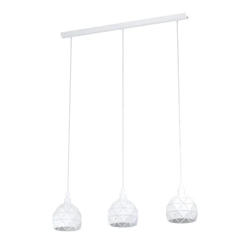 Candeeiro de teto suspenso com três abajures em metal branco ROCCAFORTE EGLO 97857