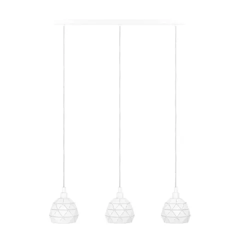 Candeeiro de teto suspenso com três abajures em metal branco ROCCAFORTE EGLO 97857