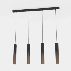 Candeeiro de teto suspenso com 4 lâmpadas preto e madeira BARBOTTO EGLO 901733