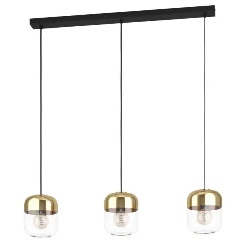Candeeiro de teto suspenso com vidro transparente e detalhes dourados MARYVILLA EGLO 900551