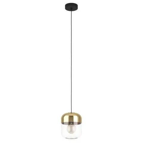 Candeeiro de teto suspenso com vidro transparente e detalhes dourados MARYVILLA EGLO 900549