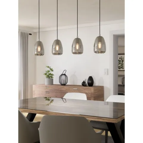 Candeeiro de teto suspenso com vidro preto fumado ALOBRASE EGLO 98616