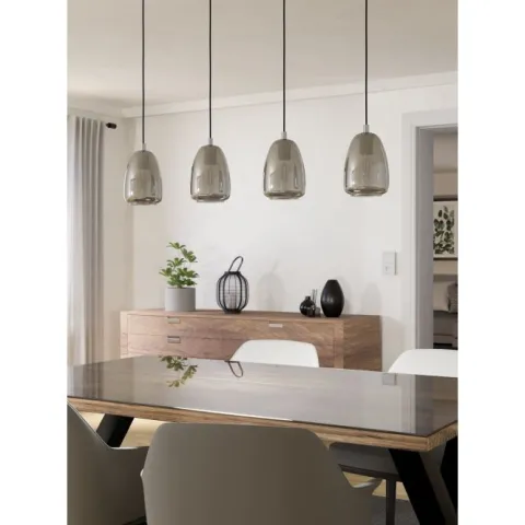 Candeeiro de teto suspenso com vidro preto fumado ALOBRASE EGLO 98616