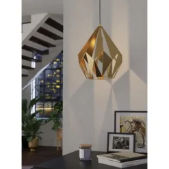 Candeeiro de teto suspenso com abajur metálico dourado CARLTON EGLO 43815