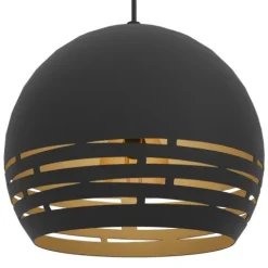 Candeeiro de teto suspenso com abajur metálico preto e dourado CAMASTRA EGLO 98071