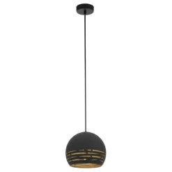 Candeeiro de teto suspenso com abajur metálico preto e dourado CAMASTRA EGLO 98071