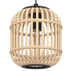Candeeiro de teto suspenso com abajures em bambu natural BORDESLEY EGLO 43217