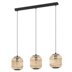 Candeeiro de teto suspenso com abajures em bambu natural BORDESLEY EGLO 43217