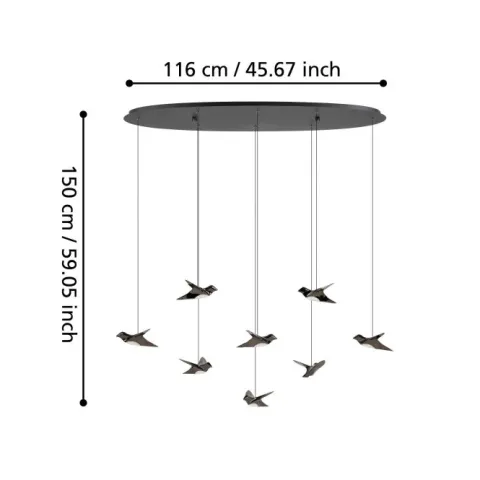 Candeeiro de teto suspenso com pássaros LED PARATEBUENO EGLO 390055