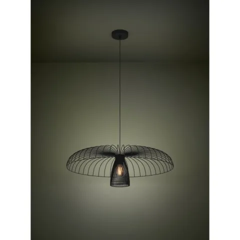Candeeiro de teto suspenso com abajur de arame preto CHAMPERICO EGLO 390216