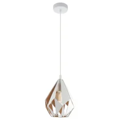 Candeeiro de teto suspenso com abajur de metal branco e interior dourado CARLTON 1 EGLO 43001