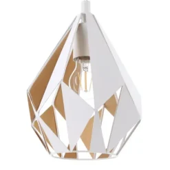 Candeeiro de teto suspenso com abajur de metal branco e interior dourado CARLTON 1 EGLO 43001