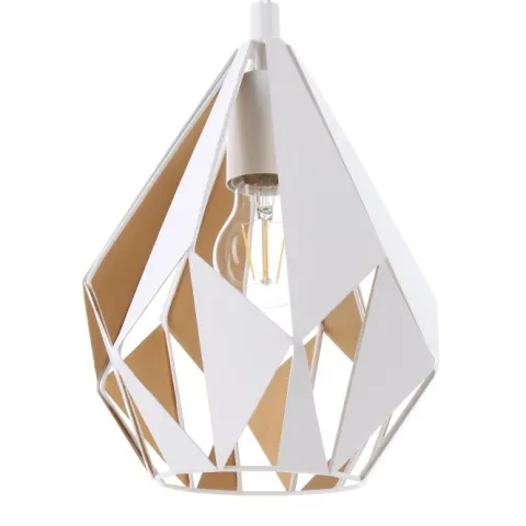 Candeeiro de teto suspenso com abajur de metal branco e interior dourado CARLTON 1 EGLO 43001