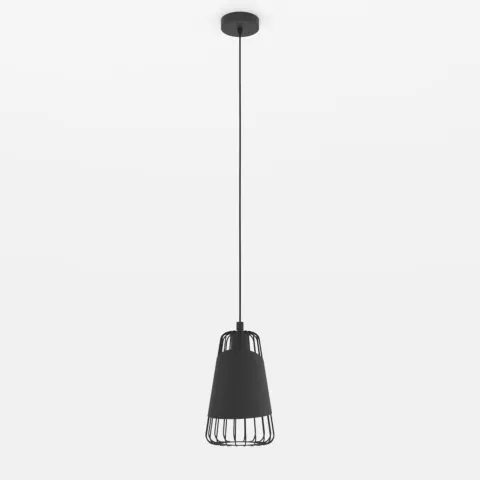 Candeeiro de teto suspenso em metal preto com abajur de tecido AUSTELL EGLO 49447