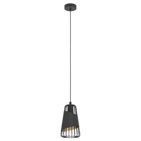 Candeeiro de teto suspenso em metal preto com abajur de tecido AUSTELL EGLO 49447