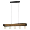 Candeeiro de teto suspenso em metal preto e madeira queimada LAYHAM EGLO 43468