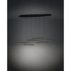 Candeeiro de teto suspenso LED com barras de luz em aço preto LINDOZA EGLO 39915