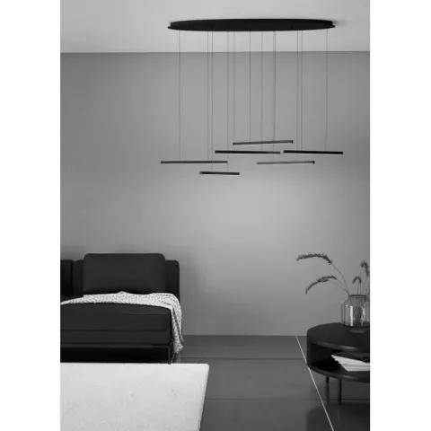 Candeeiro de teto suspenso LED com barras de luz em aço preto LINDOZA EGLO 39915