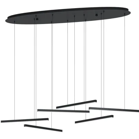 Candeeiro de teto suspenso LED com barras de luz em aço preto LINDOZA EGLO 39915