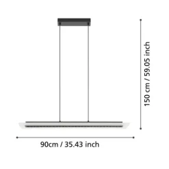 Candeeiro de teto suspenso LED preto com painel acrílico BUCITA EGLO 39901