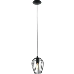Candeeiro de teto suspenso NEWTOWN com abajur oval em arame preto