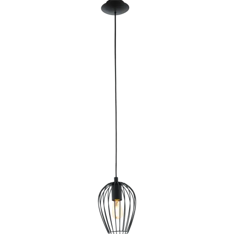 Candeeiro de teto suspenso NEWTOWN com abajur oval em arame preto