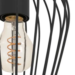 Candeeiro de teto suspenso NEWTOWN com abajur oval em arame preto