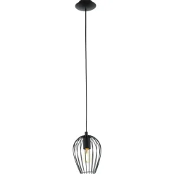Candeeiro de teto suspenso NEWTOWN com abajur oval em arame preto
