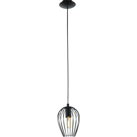 Candeeiro de teto suspenso NEWTOWN com abajur oval em arame preto