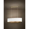 Candeeiro de Teto Suspenso PINETARA com Abajur Oval em Tecido Branco e Latão 390182