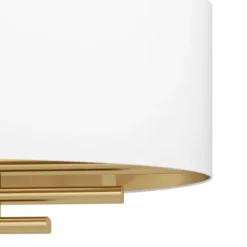 Candeeiro de Teto Suspenso PINETARA com Abajur Oval em Tecido Branco e Latão 390182