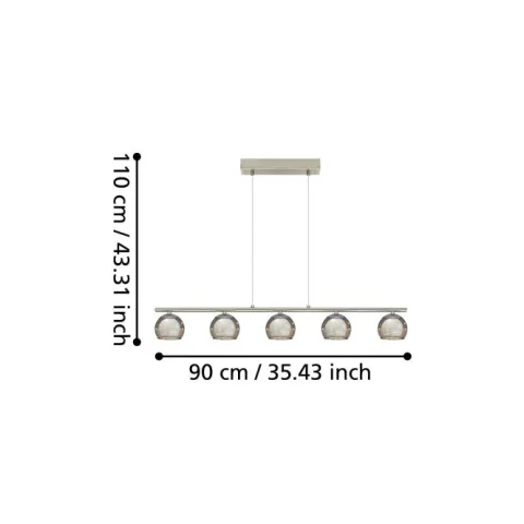 Candeeiro de Teto Suspenso ROMAGNESE LED com 5 Esferas de Vidro EGLO 94319