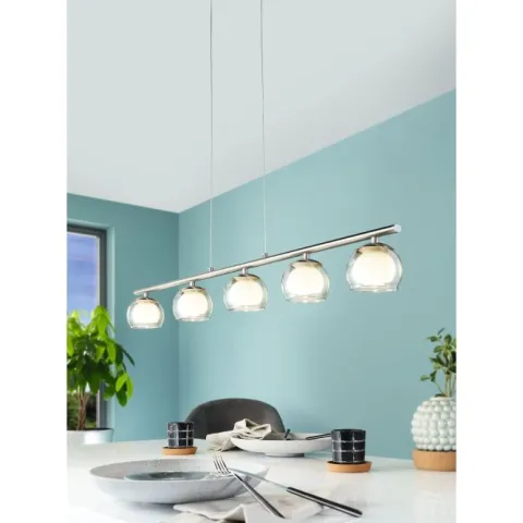 Candeeiro de Teto Suspenso ROMAGNESE LED com 5 Esferas de Vidro EGLO 94319