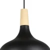 Candeeiro de teto suspenso SABINAR em metal preto e madeira castanha, 28 cm 900162