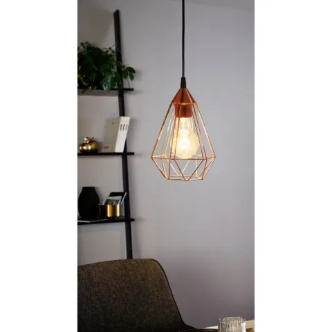 Candeeiro de Teto Suspenso TARBES com Abajur em Arame Cobre EGLO 94193
