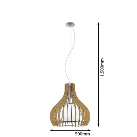 Candeeiro de teto suspenso Tindori Ø500mm madeira EGLO 96214