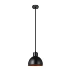 Candeeiro de Teto Suspenso TRURO 1 com Abajur Preto e Interior Cobre 49238