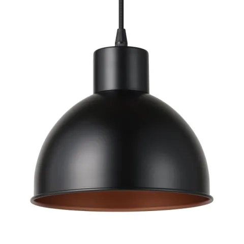 Candeeiro de Teto Suspenso TRURO 1 com Abajur Preto e Interior Cobre 49238