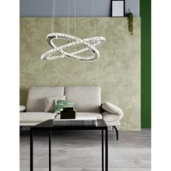 Candeeiro de Teto Suspenso VARRAZO com LED e Cristais Elegantes 31667
