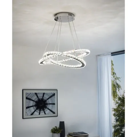 Candeeiro de Teto Suspenso VARRAZO com LED e Cristais Elegantes 31667