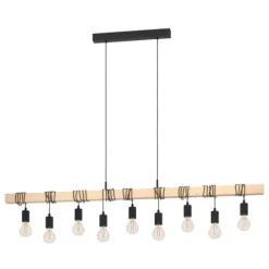 Candeeiro de Teto TOWNSHEND Preto e Madeira com 9 Soquetes E27 44099