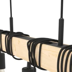 Candeeiro de Teto TOWNSHEND Preto e Madeira com 9 Soquetes E27 44099