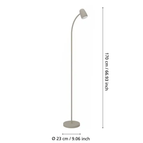 CARLO Candeeiro de Pé Preto EGLO - Luz Ajustável 85cm 902171