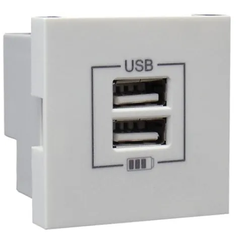 Carregador duplo USB tipo A - branco - 45439 SBR - Série Quadro 45 - Efapel